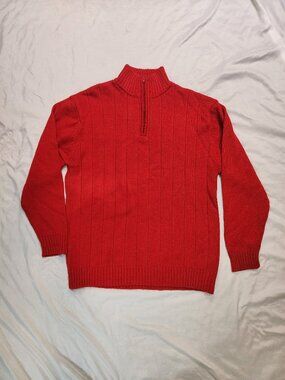 Southpole Men’s Medium Red Quarter Zip Ribbed Sweater